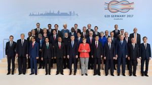 G20 leaders at their 2017 summit in Hamburg, Germany