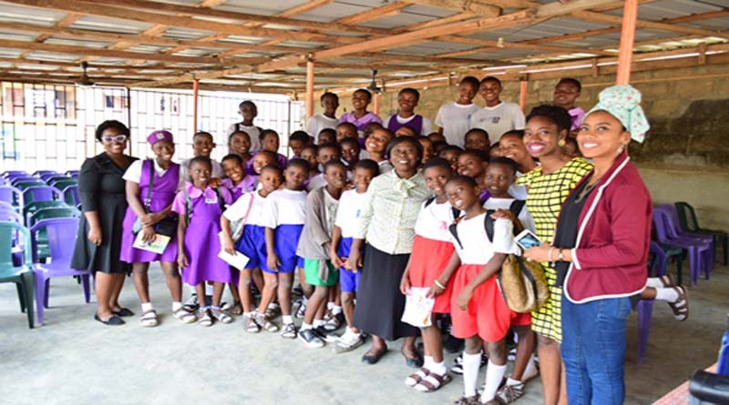 The SGEF team with the schoolgirls of Ikosi High Schools, Lagos