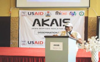 FHI 360 Nigeria Country Director Dr Robert Chiegil, speaking during the dissemination event